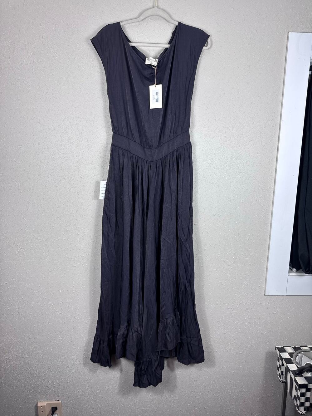 NWT Joyfolie Mia Joy Maxi Dress Dark Charcoal Gray/Black Size Large